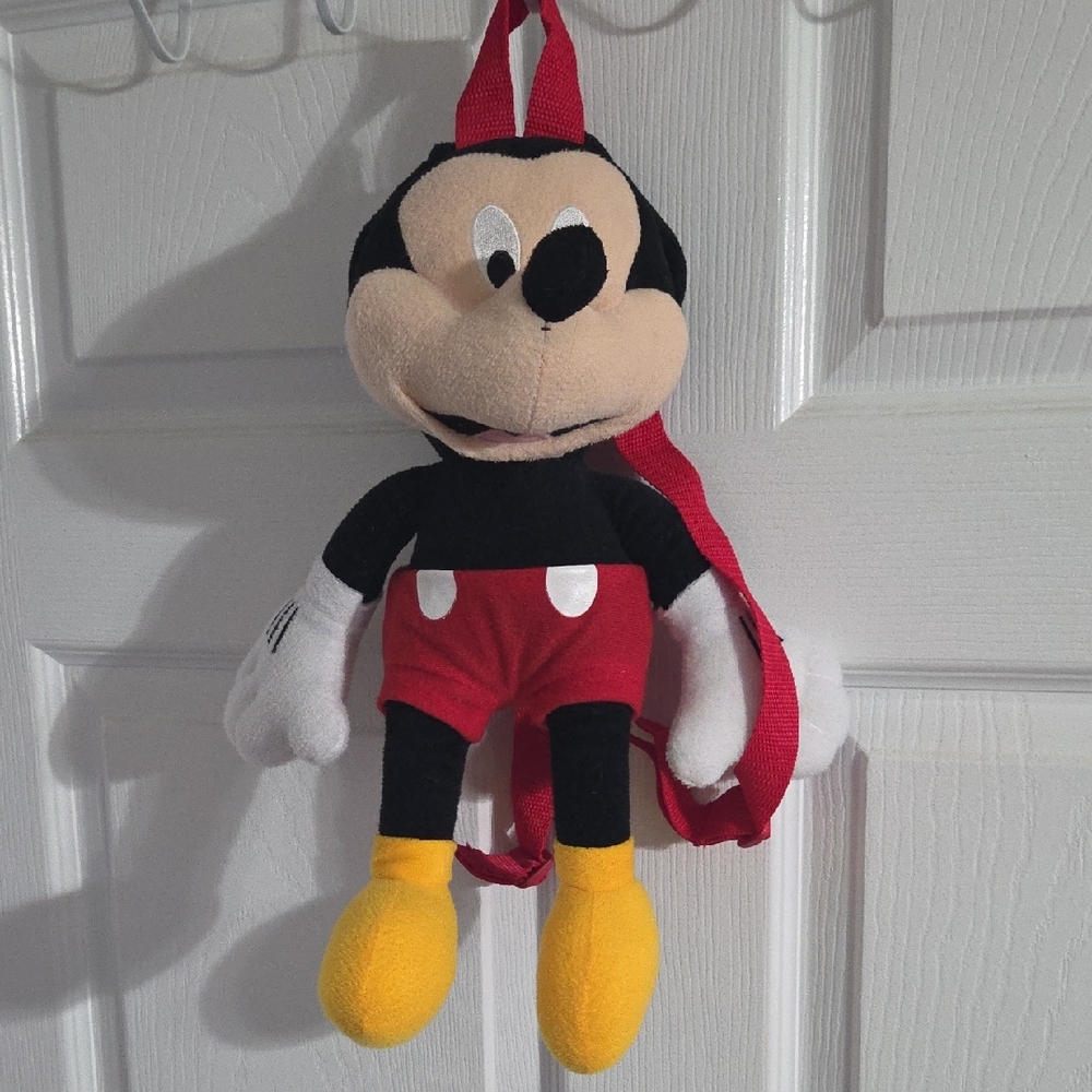 Disney Mickey Mouse Plush Backpack - Red, Black, Yellow